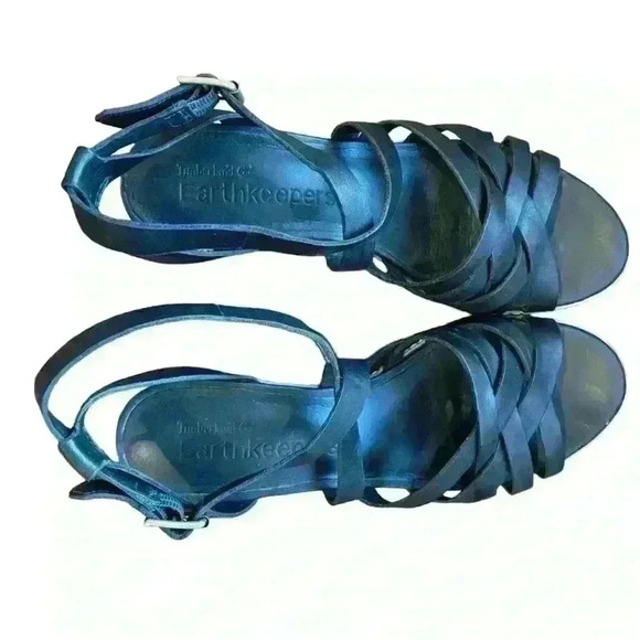 Timberland Earthkeepers Woven Montvale Black Leather  Ankle Strap Sandals Size 8 - Picture 7 of 9
